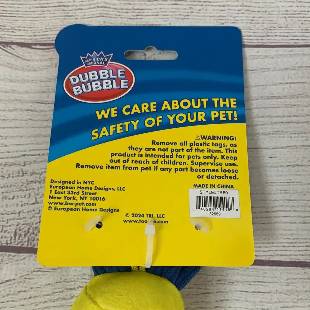 Dubble Bubble Dog Toy Link of 4 Connected Squeakers Ribbed Crinkle Ends Tug 21